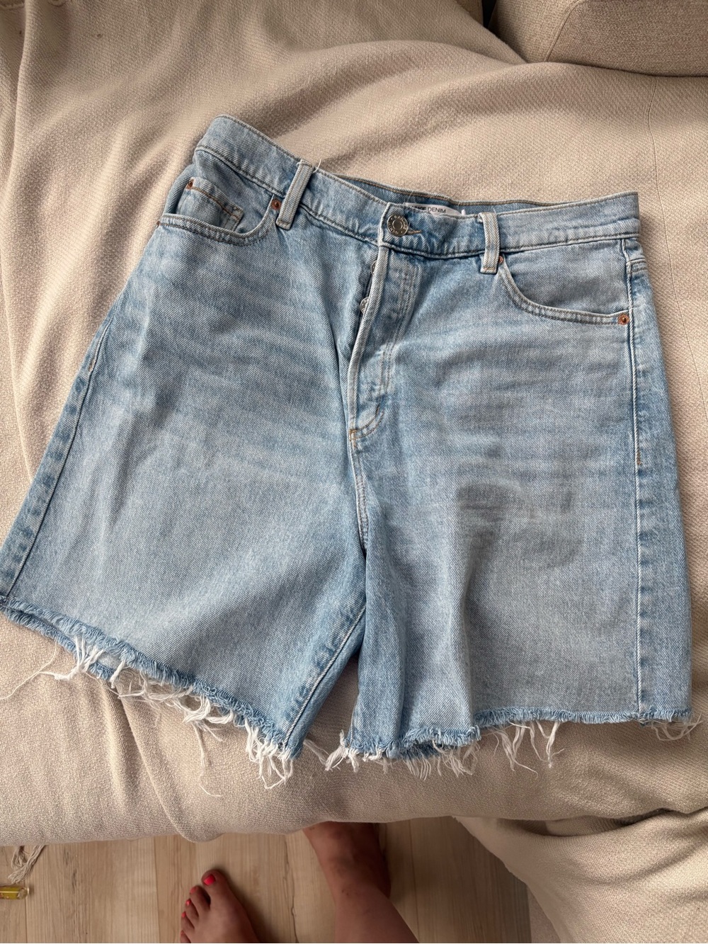 Garage Light Blue High Waist Denim Cutoff Shorts